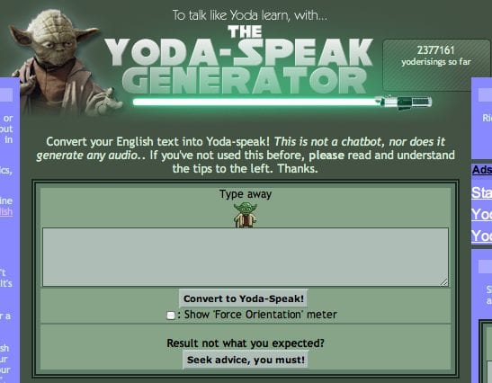Yoda Speak Generator